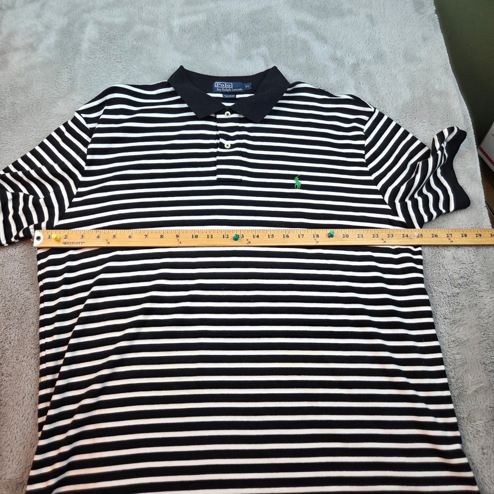 Polo Ralph Lauren Shirt Mens XL Striped Short Sleeve Jersey Black 100% Cotton - Picture 3 of 6